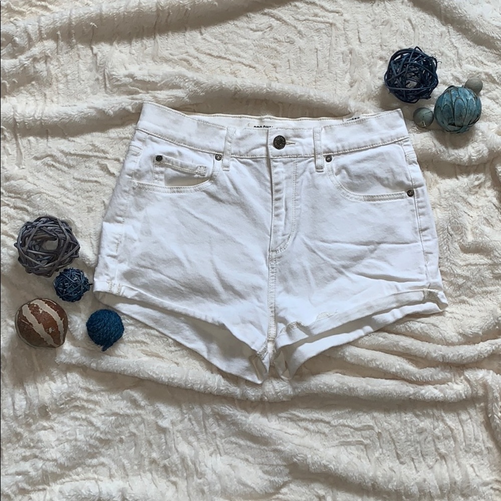 White Denim High Rise Short